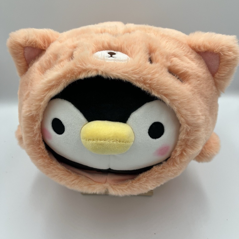 Large 14" Takashoji Lying Penguin In Orange Cat Costume Plush‎ NWT Adorable - Picture 2 of 10